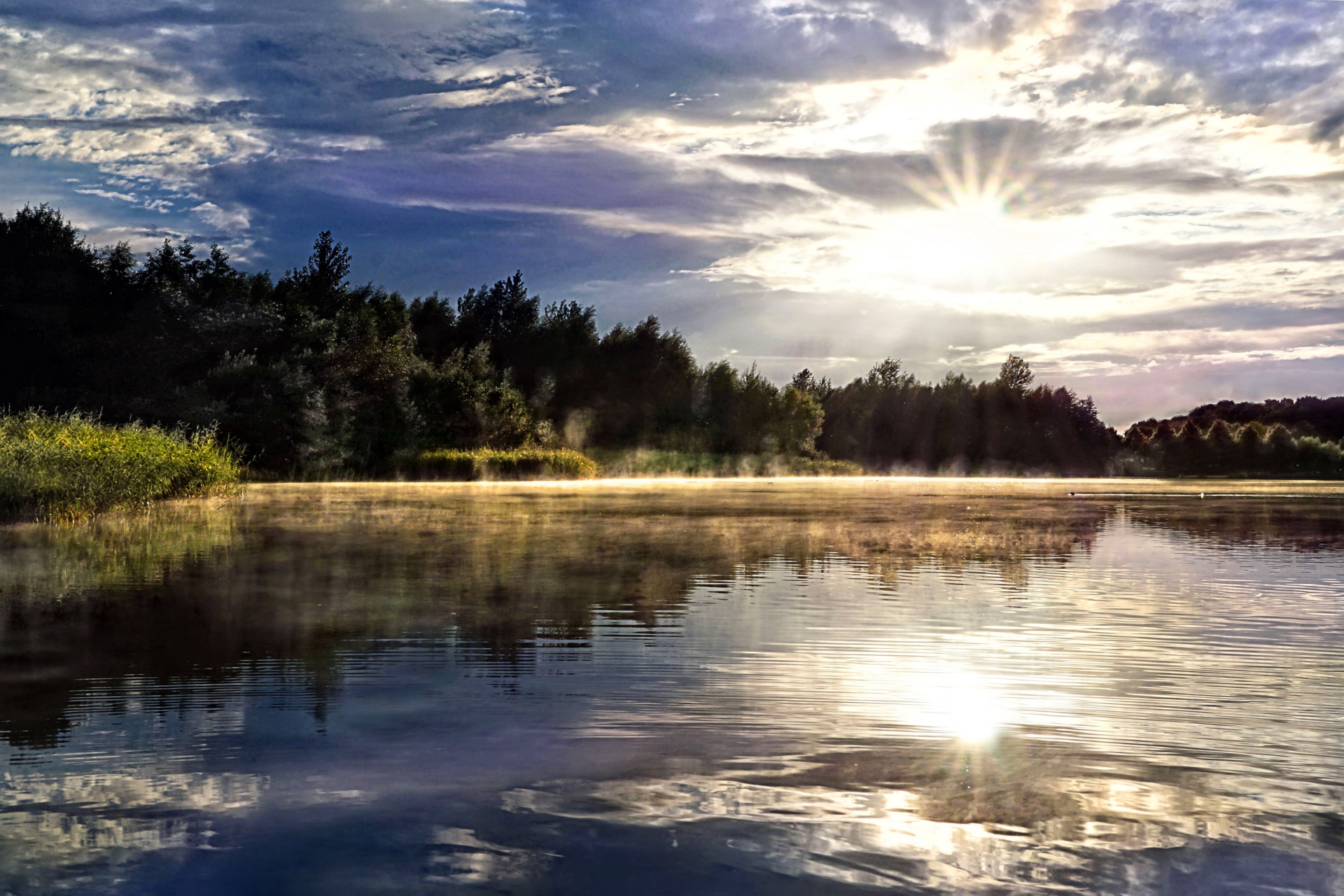 Jezero slunce odraz přírody