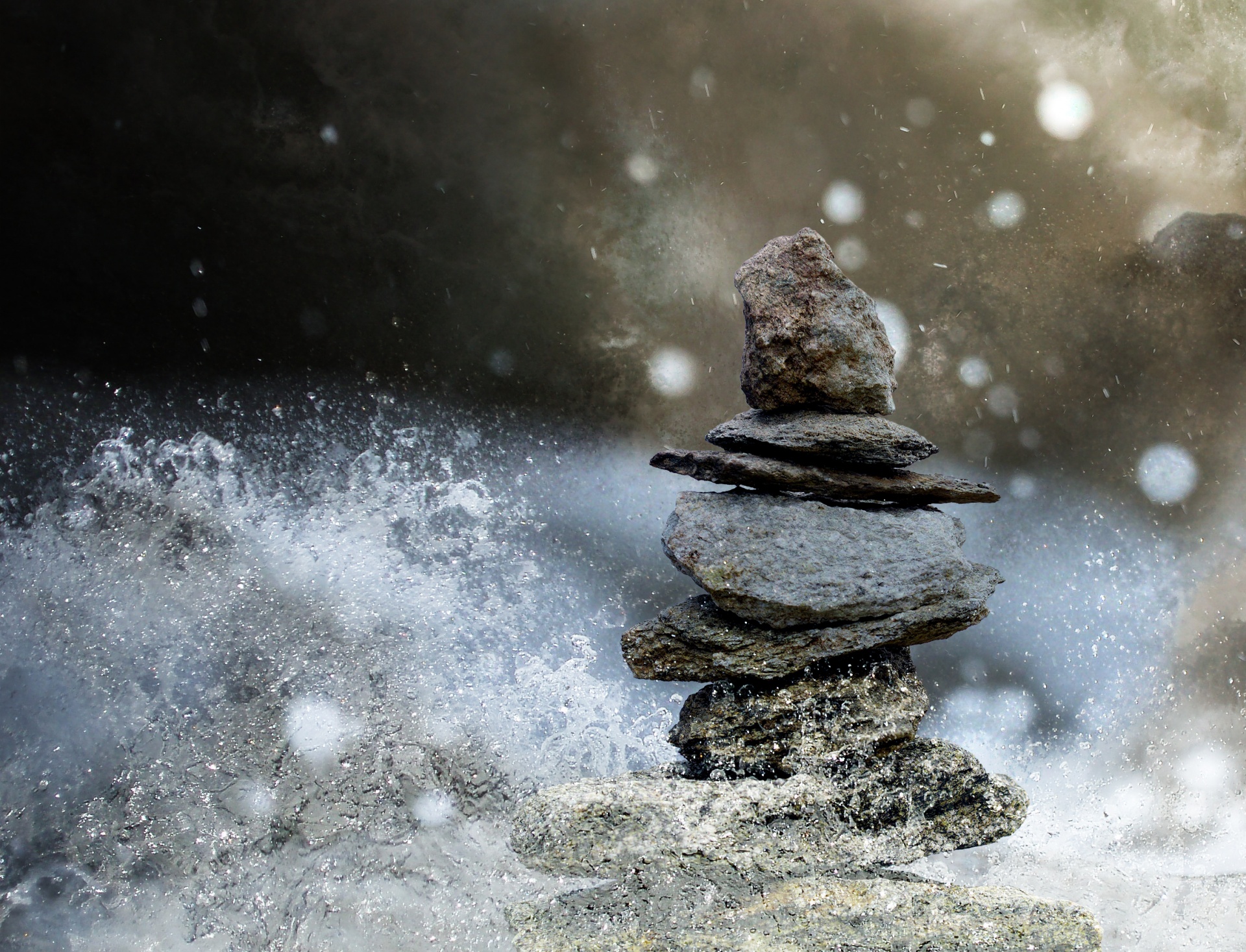 Kameny hromadu vody Zen