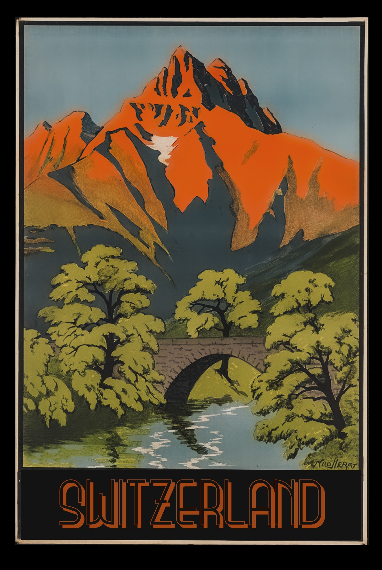 Vintage plakát cestování Švýcarsko