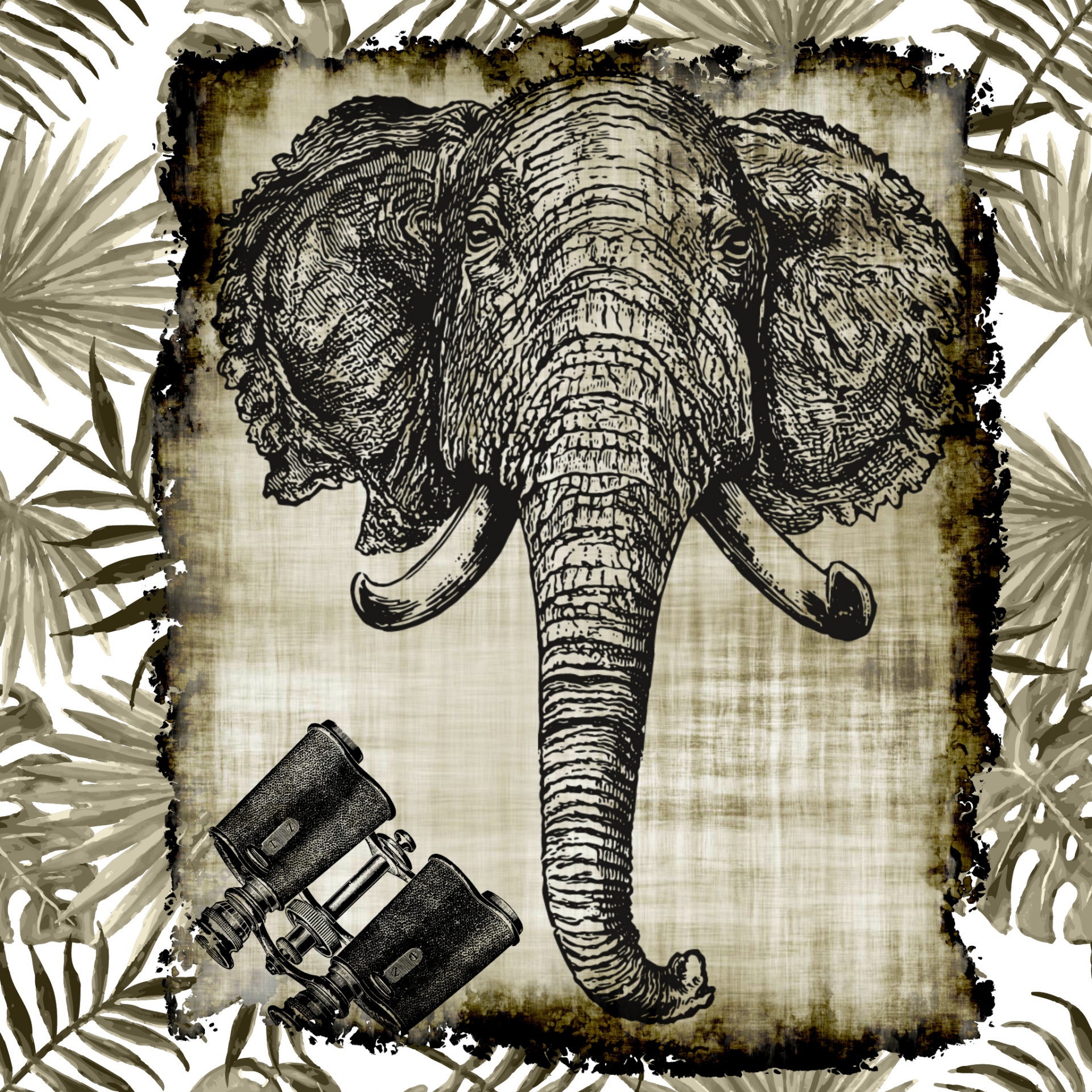 Caza de elefantes vintage