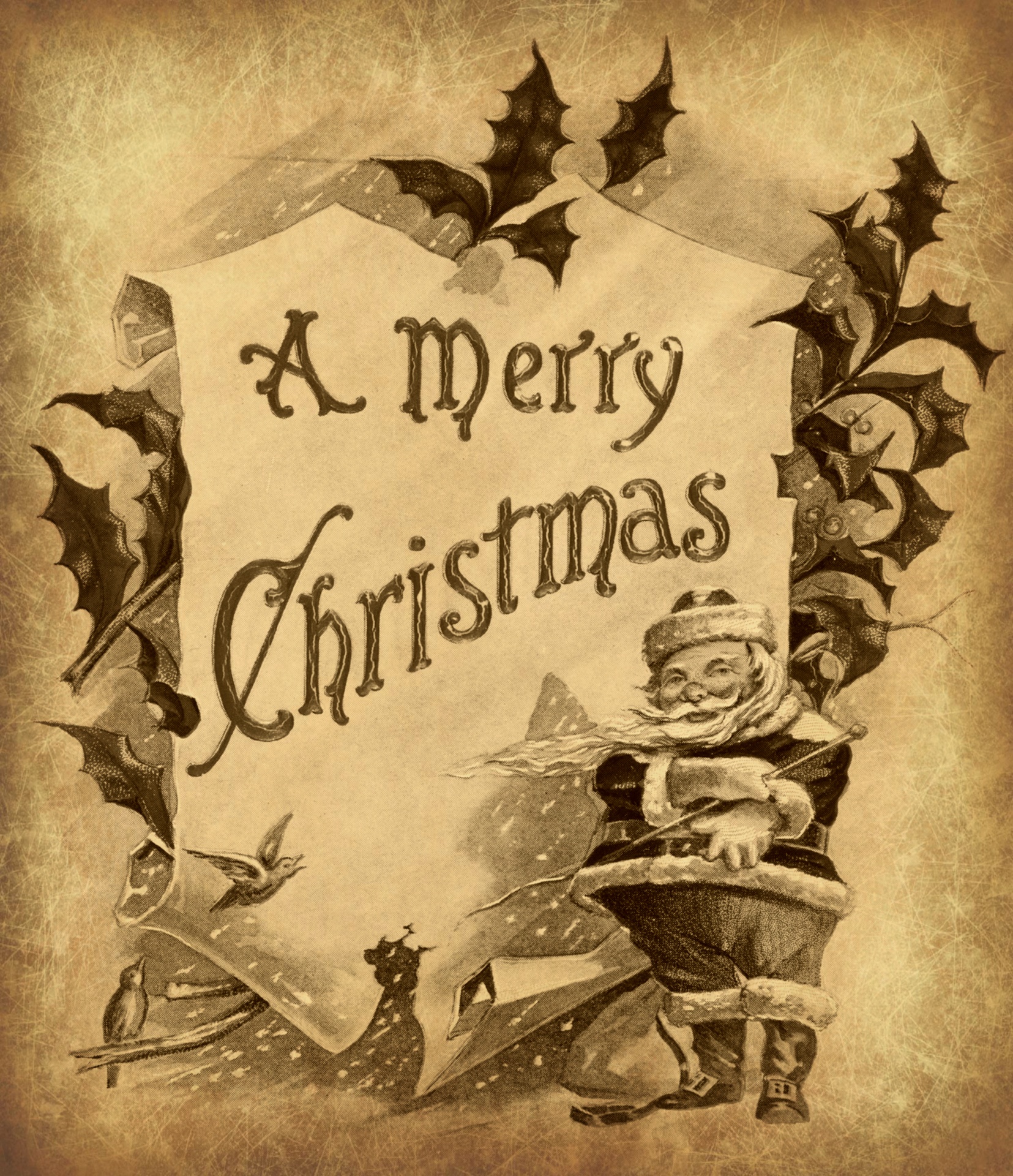 Cartaz de Natal vintage Papai Noel