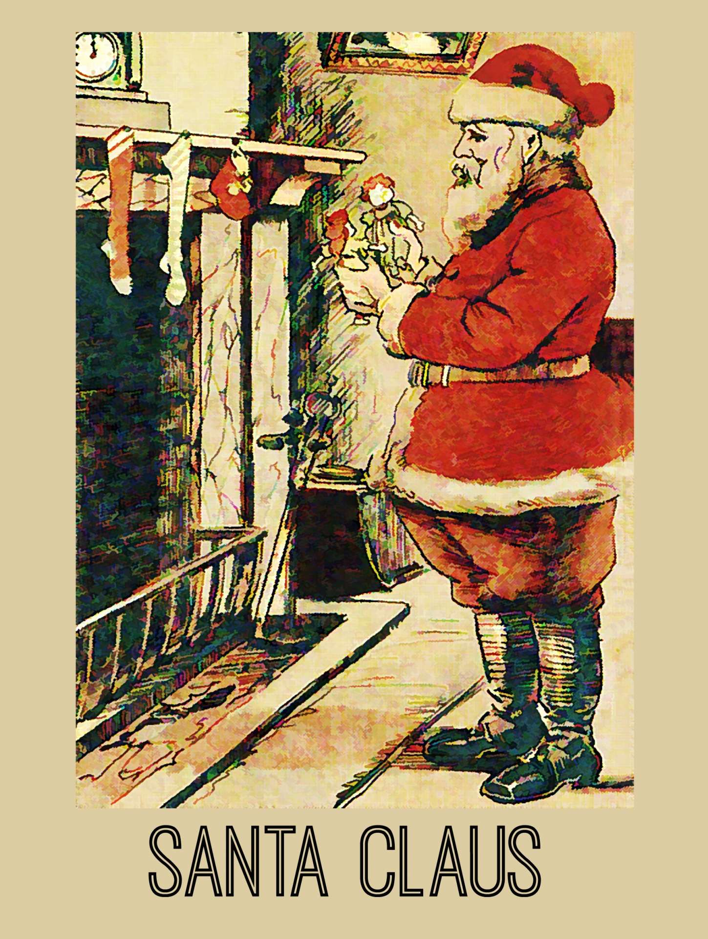 Vintage Santa plakát