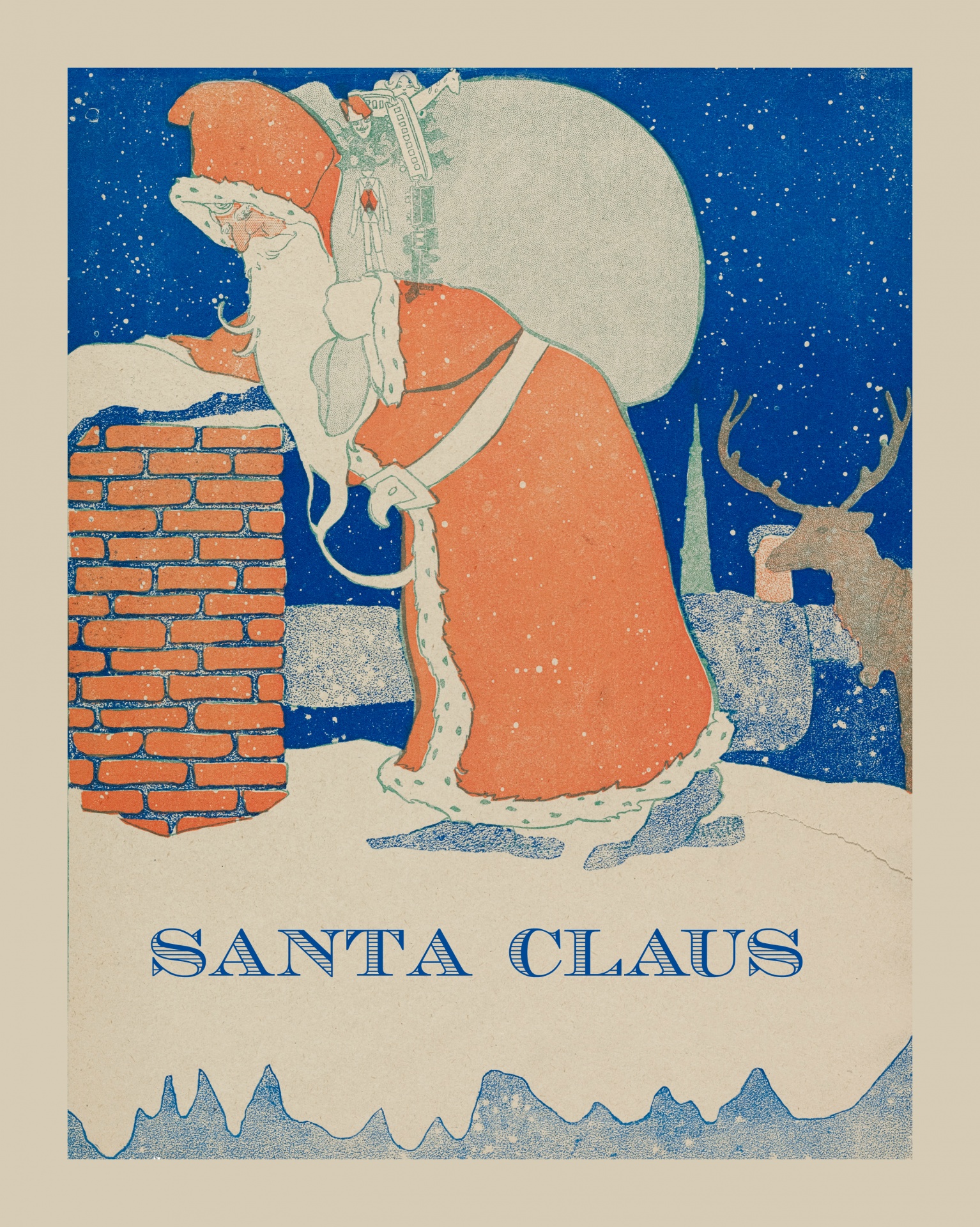 Vintage santa affisch