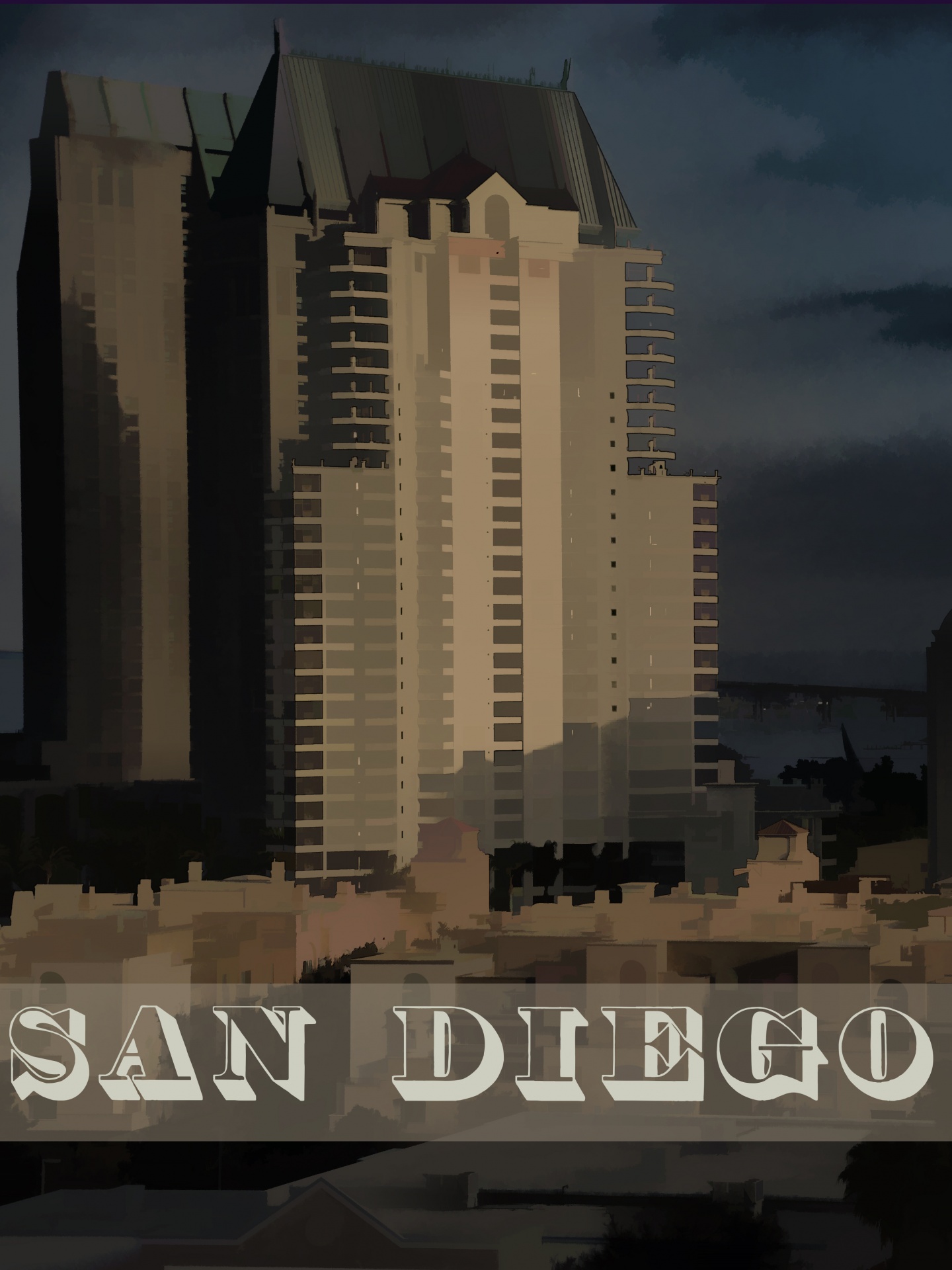 Plakat podróż w stylu vintage San Diego