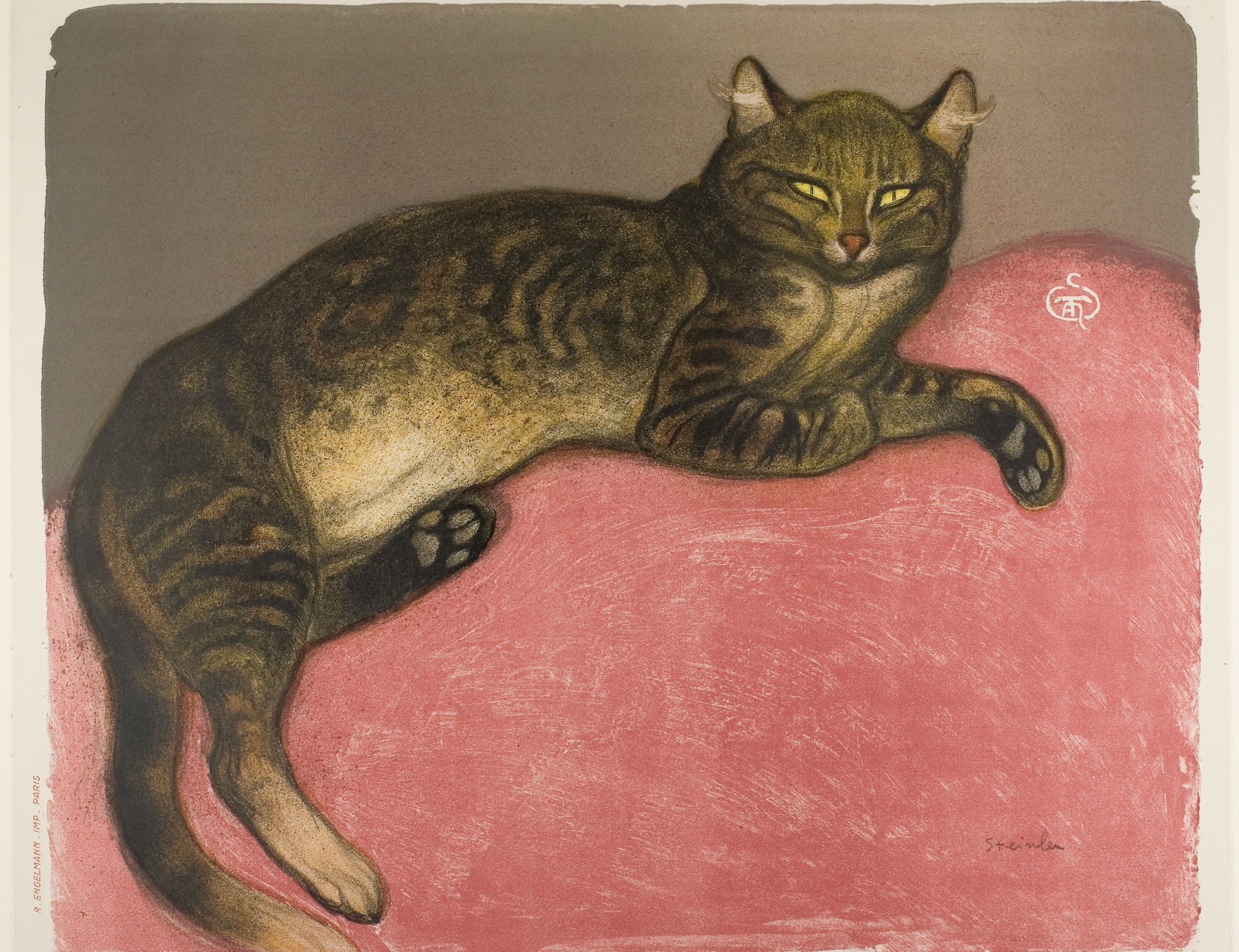 Winter Cat On A Cushion 1909