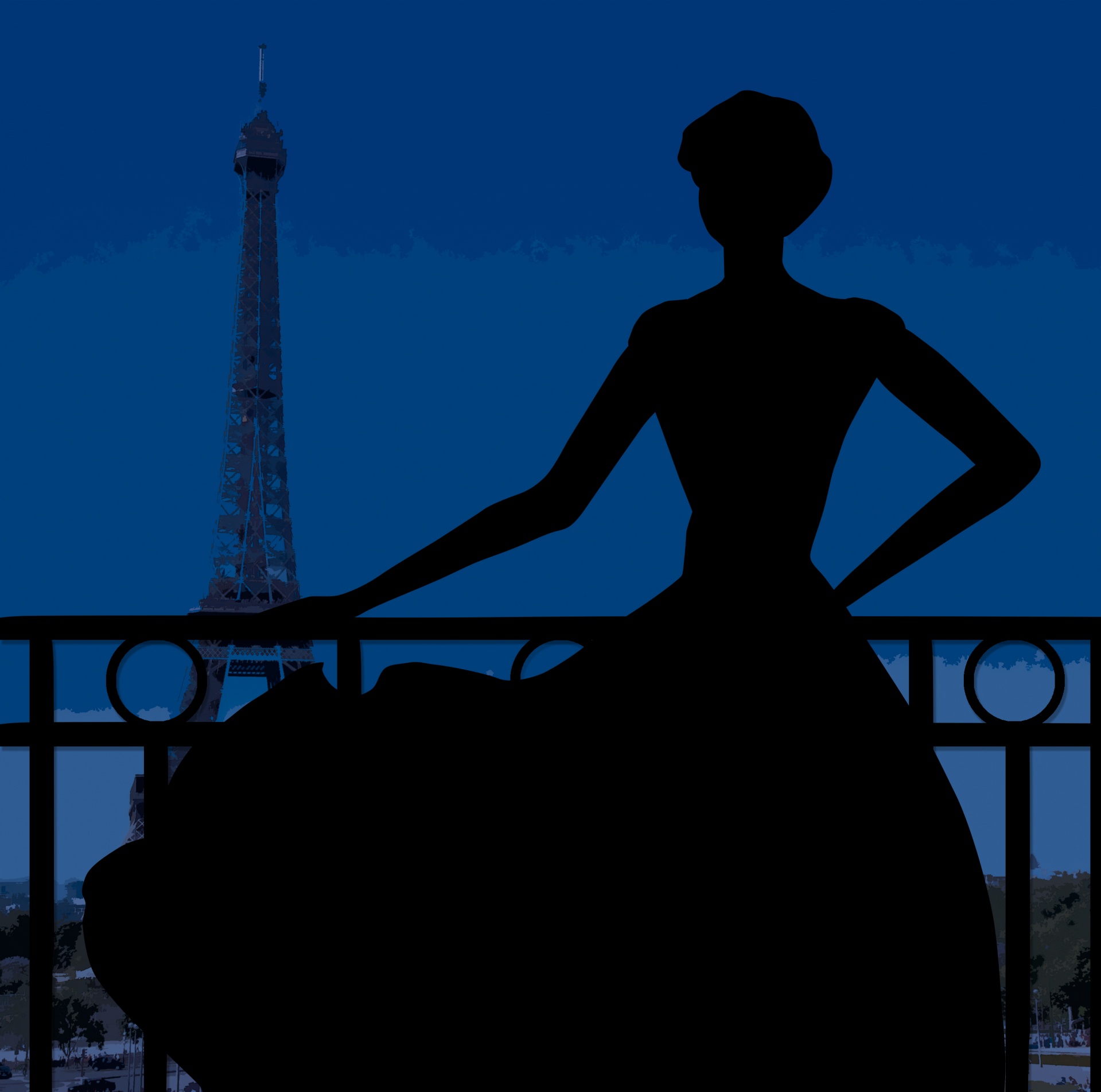 Mulher na silhueta de Paris