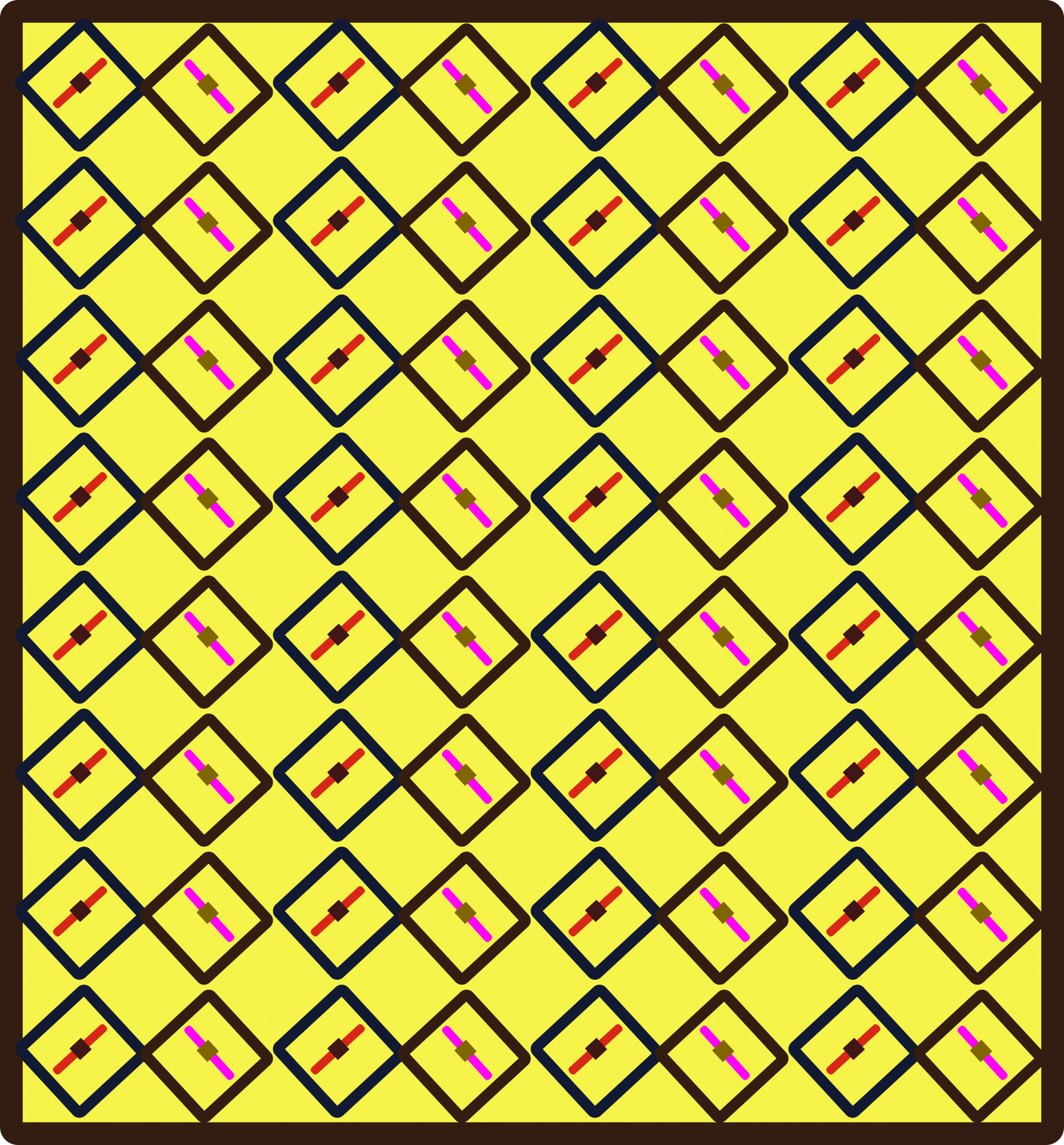 Cuadrados amarillos repiten el patrón de