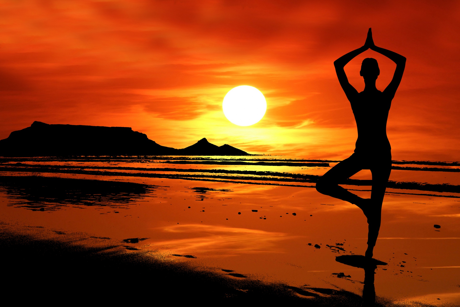 Yoga Silhouette Sunset Beach Free Stock Photo Public Domain Pictures
