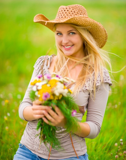 Woman With Flowers Free Stock Photo - Public Domain Pictures