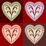 Four decorative hearts