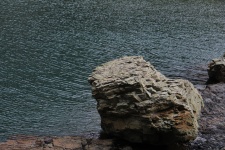 Big boulder at lake