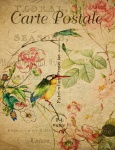 Carte poștală florală Vintage Bird
