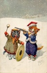 Gatos de música de Natal na neve