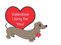 Tarjeta de San Valentín con perro Dachsh