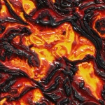 Eldflammar glödar lava