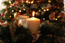 Feliz ano novo vela e bokeh