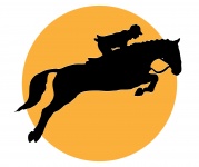 Logo di cavallo cavaliere che salta