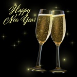 Champagner-Gläser des neuen Jahres