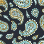 Paisley padrão azul ouro