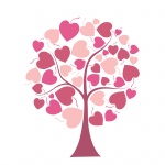 Розовое Сердце Дерево Клипарт