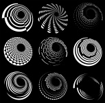 Spirale, vortice, set di forme di riccio
