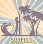 Surfer Retro achtergrond Poster