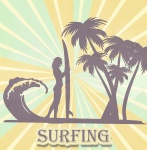 Poster retro do fundo do surfista