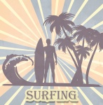 Surfer Retro achtergrond Poster