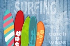 Серфинг, доска для серфинга в стиле ретр
