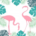 Tropical Leaves Flamingo Background