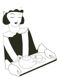 Chelneriță, ilustrare retro servitoare