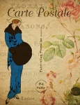 Cartão do francês do vintage da mulher