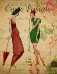 Fransk vykort för kvinna