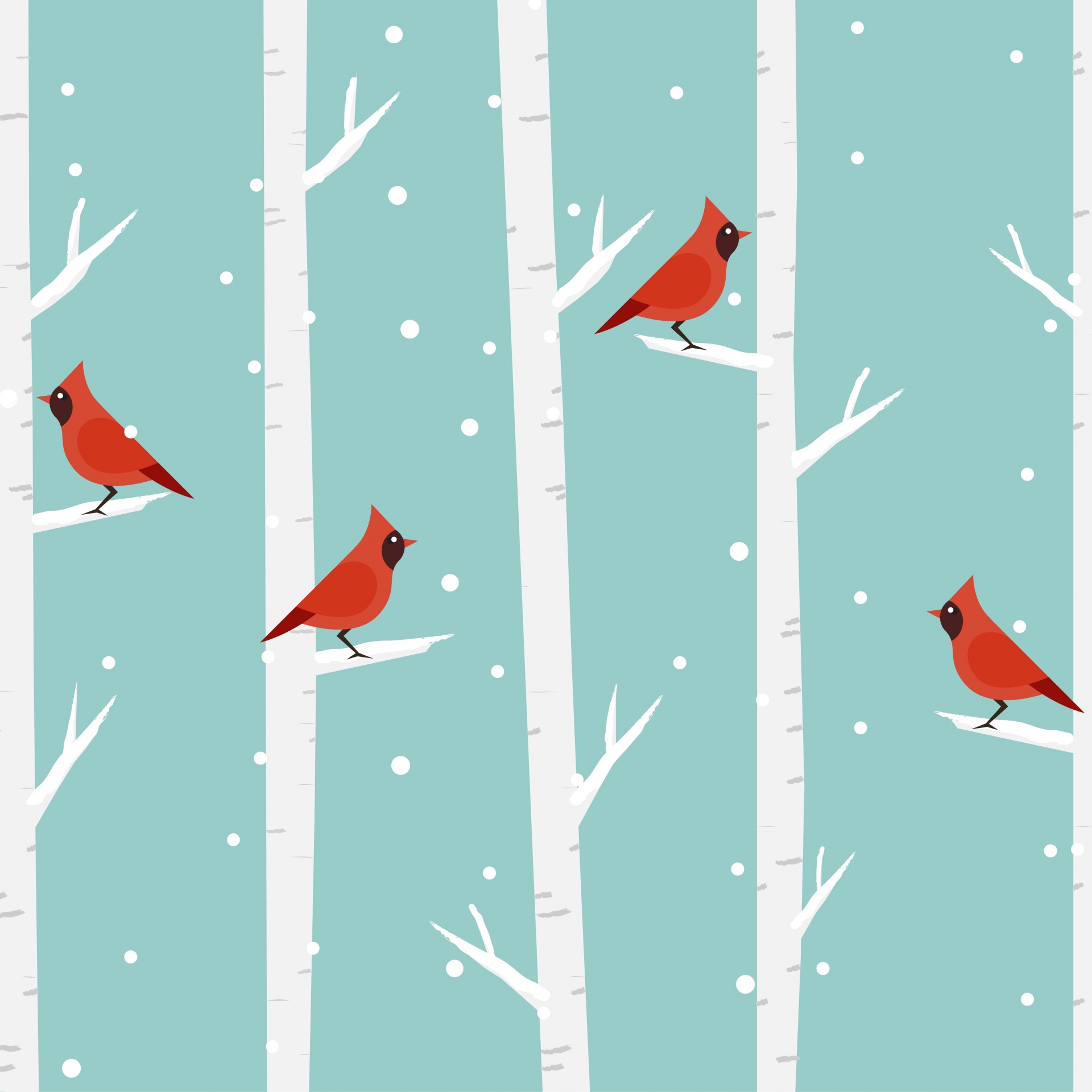 Pássaros, Árvores Inverno Neve
