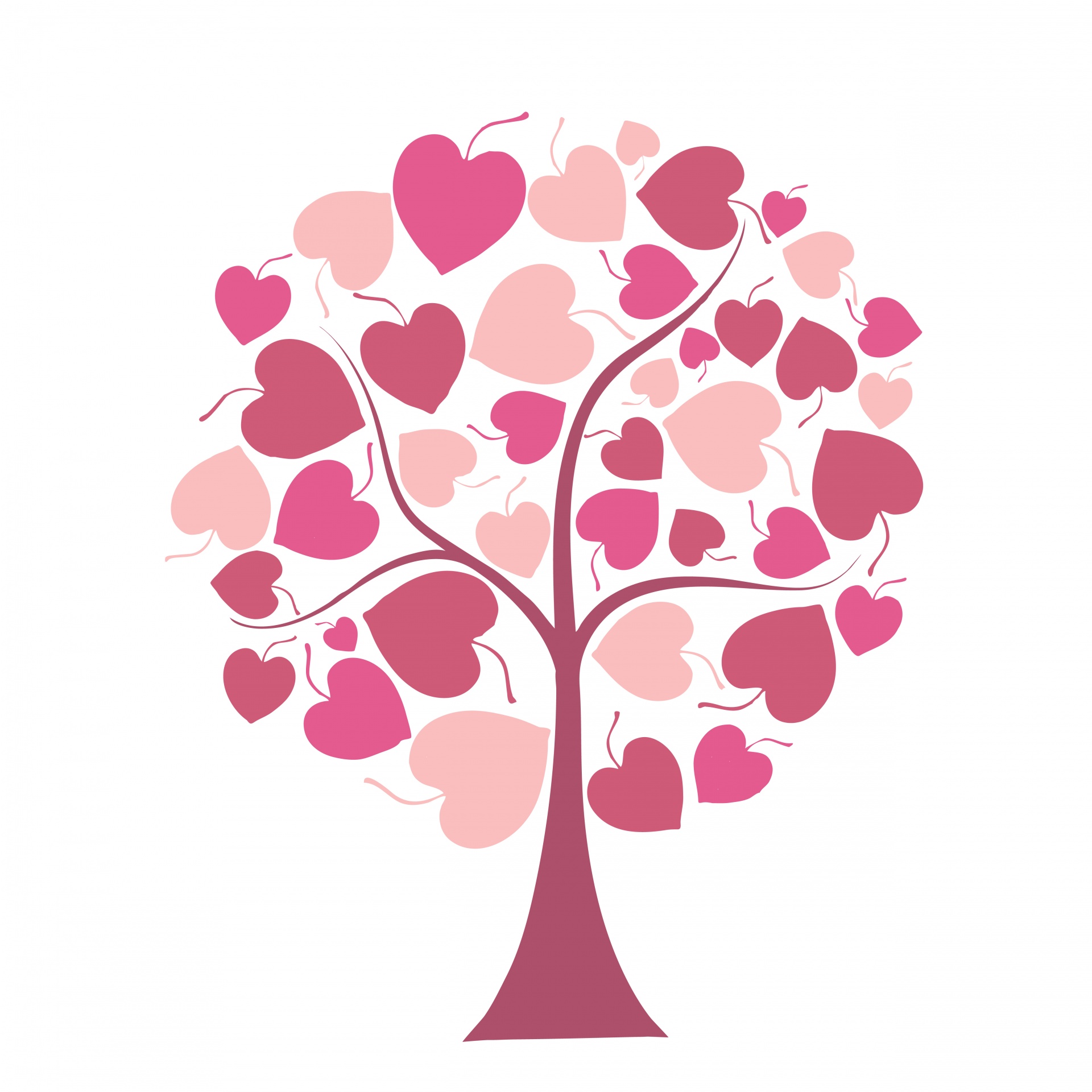 Růžové srdce strom kliparty