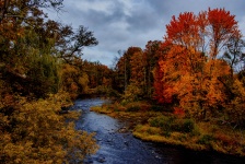 Bright Fall Color With River
