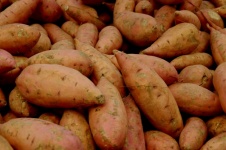 Close-up van zoete aardappelen