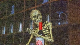 Skeleton and alcohol