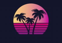 Logo di tramonto della palma