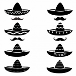 Conjunto de silueta de sombreros de somb