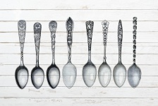 Vintage Spoons Rustic Wood