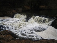 White foamy river water rushing