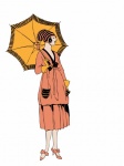 Žena Deštník Vintage Ilustrace