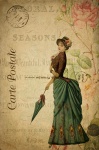 Francês do vintage da mulher cartão post