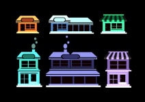House and shop store icons