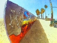 Parede de graffiti de praia de Veneza