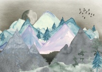 Mountain Landscape Watercolor