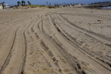 Huellas de neumáticos en Beach Sand