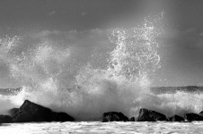 Большая океанская волна в черно-белом