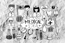 Icona medica imposta idea su carta strop